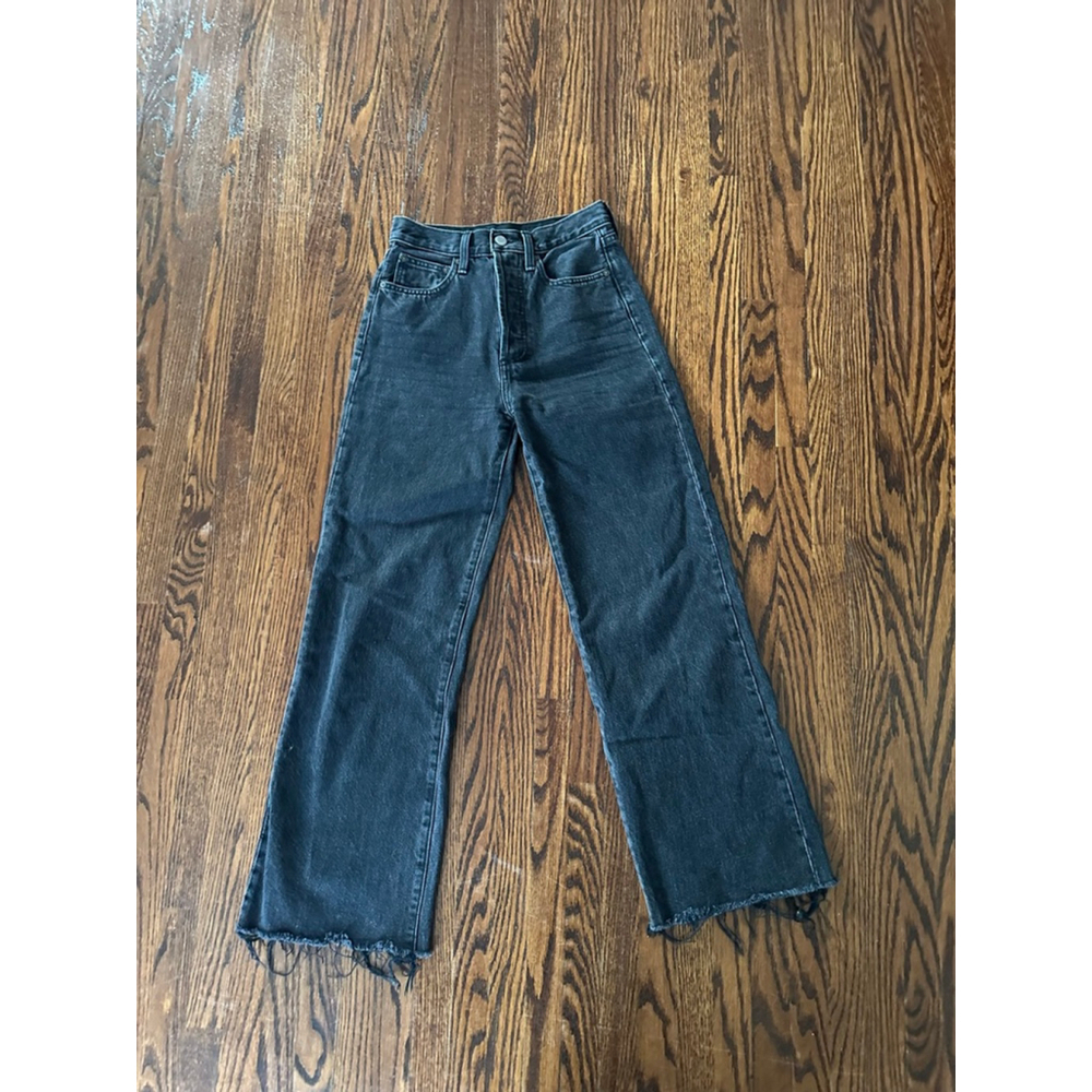 Women's Denim Forum Black The Farrah High Rise Wide Leg Jeans Size 24